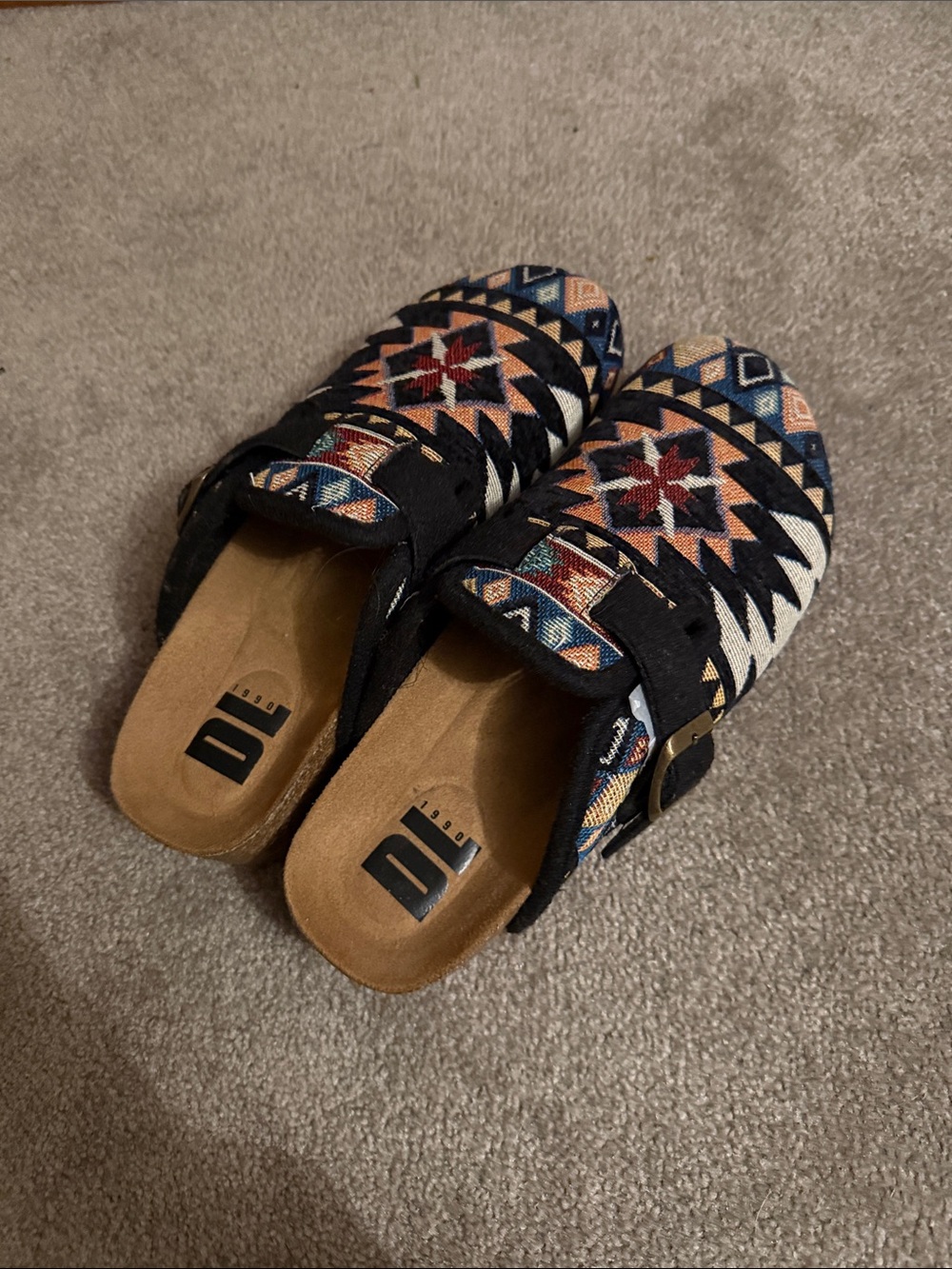Dirty Laundry Black Multi Aztec-Pattern Slip-On Clog Mules